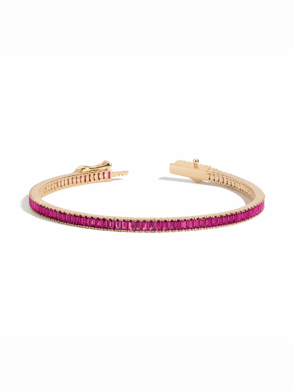 Aurate Lab Grown Red Ruby Baguette Tennis Bracelet